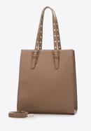 Shopper bag with studded handles, brown, 97-4Y-516-8, Photo 3