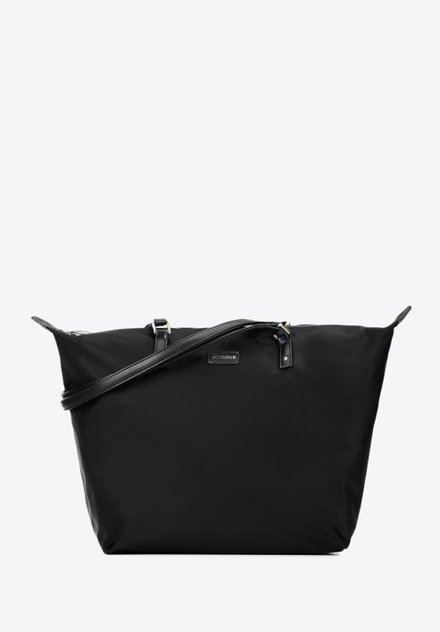 Women's large nylon shopper bag, black, 97-4Y-101-7, Photo 1