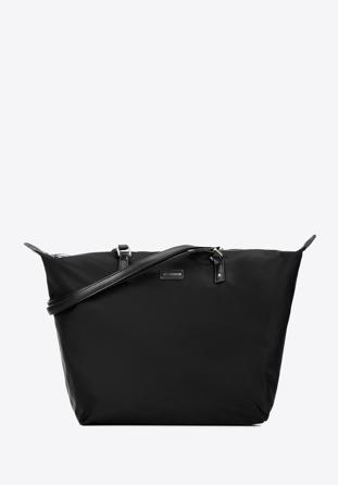 Women's large nylon shopper bag, black, 97-4Y-101-1, Photo 1