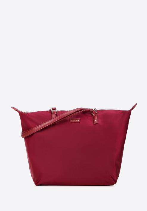 Women's large nylon shopper bag, burgundy, 97-4Y-101-9, Photo 1