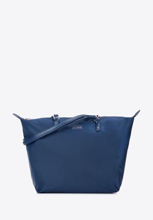 Women's large nylon shopper bag, navy blue, 97-4Y-101-7, Photo 1