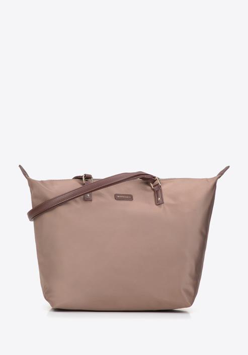 Women's large nylon shopper bag, beige, 97-4Y-101-7, Photo 1