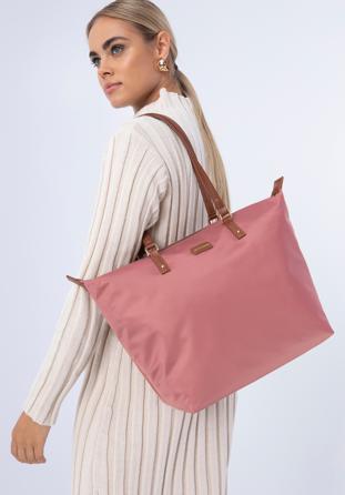 Women's large nylon shopper bag, pink, 97-4Y-101-P, Photo 1