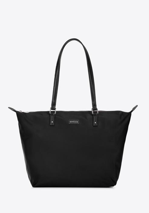 Women's large nylon shopper bag, black, 97-4Y-101-3, Photo 2