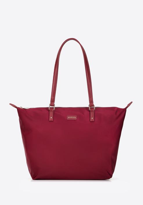 Women's large nylon shopper bag, burgundy, 97-4Y-101-7, Photo 2