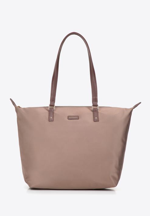 Women's large nylon shopper bag, beige, 97-4Y-101-7, Photo 2