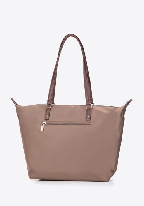 Women's large nylon shopper bag, beige, 97-4Y-101-P, Photo 3
