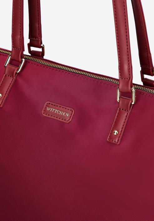 Women's large nylon shopper bag, burgundy, 97-4Y-101-9, Photo 5