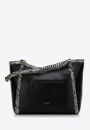 Faux leather shopper bag with animal print, black-grey, 97-4Y-508-1, Photo 1