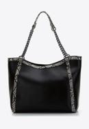 Faux leather shopper bag with animal print, black-grey, 97-4Y-508-1, Photo 3