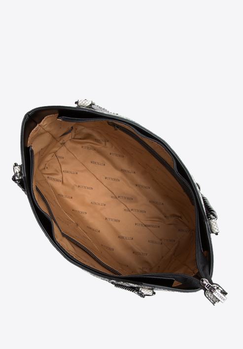 Faux leather shopper bag with animal print, black-grey, 97-4Y-508-1, Photo 4