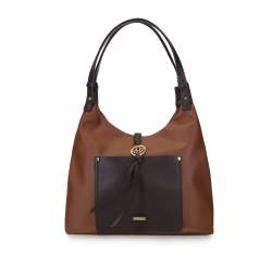 Handbag, dark brown - light brown, 93-4Y-611-5, Photo 1