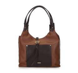 Handbag, dark brown - light brown, 93-4Y-611-5, Photo 1