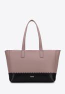 Faux leather shopper bag with stitch detail, pink-black, 95-4Y-524-1, Photo 2