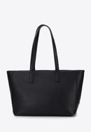 Faux leather shopper bag with stitch detail, black, 95-4Y-524-1, Photo 3