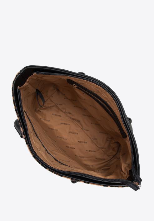 Shopper bag with animal print detail, black, 95-2Y-531-4, Photo 3