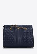 Quilted leather shopper bag, navy blue, 97-4E-629-3, Photo 1