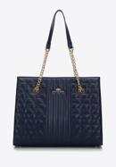 Quilted leather shopper bag, navy blue, 97-4E-629-N, Photo 2