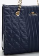 Quilted leather shopper bag, navy blue, 97-4E-629-3, Photo 5