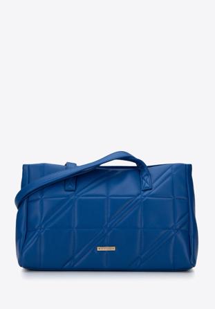 Faux leather quilted shopper bag, blue, 95-4Y-047-N, Photo 1