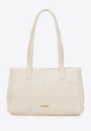 Faux leather quilted shopper bag, cream, 95-4Y-047-N, Photo 2