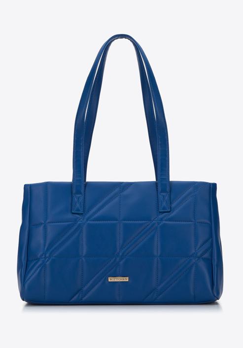Faux leather quilted shopper bag, blue, 95-4Y-047-N, Photo 2
