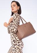 Quilted faux leather shopper bag, beige, 97-4Y-617-9, Photo 15