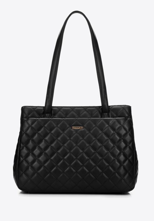 Quilted faux leather shopper bag, black, 97-4Y-617-5, Photo 2