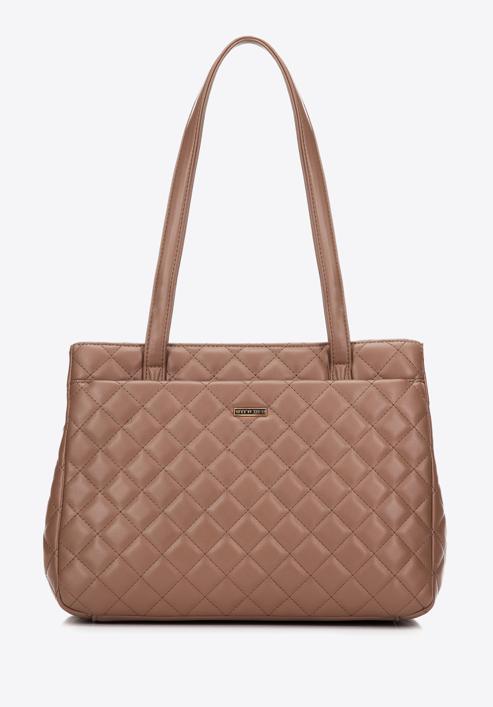 Quilted faux leather shopper bag, beige, 97-4Y-617-5, Photo 2