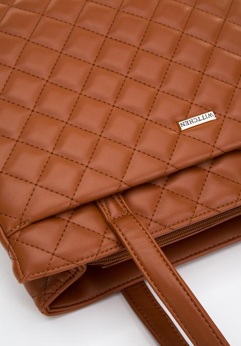 Quilted faux leather shopper bag, brown, 97-4Y-617-9, Photo 5