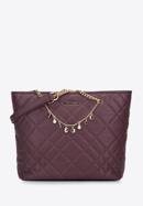 Faux leather shopper bag with decorative chain detail, burgundy, 95-4Y-401-3, Photo 1