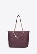 Faux leather shopper bag with decorative chain detail, burgundy, 95-4Y-401-3, Photo 2