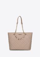 Faux leather shopper bag with decorative chain detail, beige, 95-4Y-401-3, Photo 2