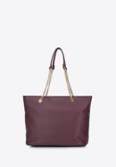 Faux leather shopper bag with decorative chain detail, burgundy, 95-4Y-401-3, Photo 3