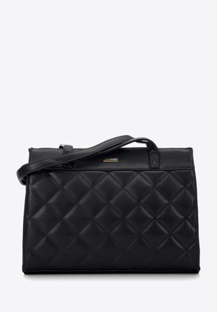 Quilted faux leather shopper bag, black, 97-4Y-610-1, Photo 1