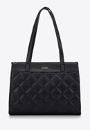 Quilted faux leather shopper bag, black, 97-4Y-610-1, Photo 2