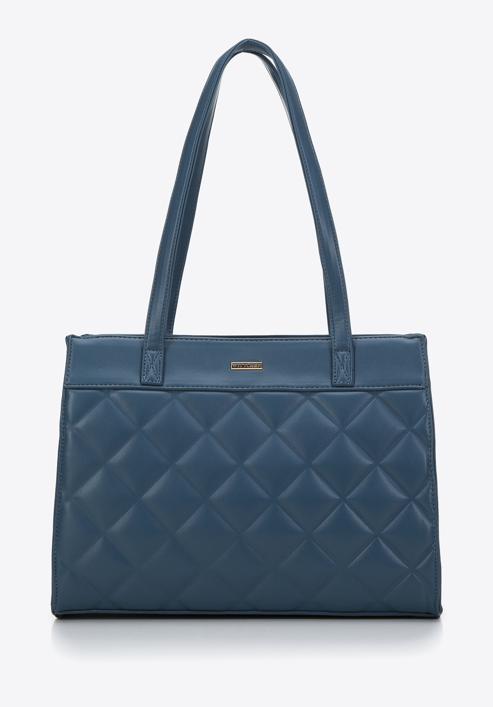 Quilted faux leather shopper bag, dark blue, 97-4Y-610-N, Photo 2