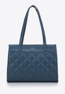 Quilted faux leather shopper bag, dark blue, 97-4Y-610-1, Photo 2