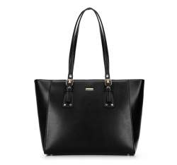 Shopper bag with adjustable shoulder straps, black-beige, 92-4Y-610-10, Photo 1