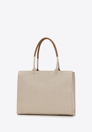 Structured book tote bag, beige, 98-4Y-307-9, Photo 1
