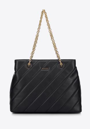 Faux leather quilted shopper bag with chain shoulder strap I WITTCHEN, black-gold, 97-4Y-608-1G, Photo 1