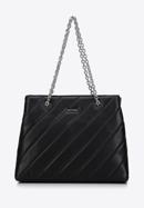 Faux leather quilted shopper bag with chain shoulder strap I WITTCHEN, black-silver, 97-4Y-608-3, Photo 1