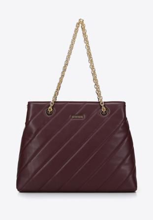 Faux leather quilted shopper bag with chain shoulder strap I WITTCHEN, plum, 97-4Y-608-3, Photo 1