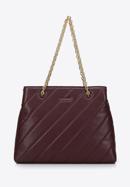 Faux leather quilted shopper bag with chain shoulder strap I WITTCHEN, plum, 97-4Y-608-3, Photo 1