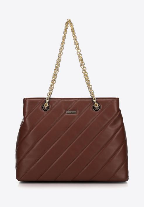 Faux leather quilted shopper bag with chain shoulder strap I WITTCHEN, brown, 97-4Y-608-1G, Photo 1