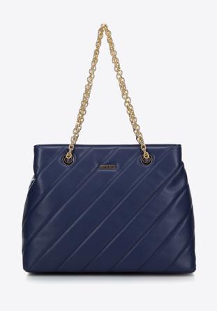 Faux leather quilted shopper bag with chain shoulder strap I WITTCHEN, navy blue, 97-4Y-608-N, Photo 1