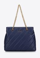 Faux leather quilted shopper bag with chain shoulder strap I WITTCHEN, navy blue, 97-4Y-608-3, Photo 1