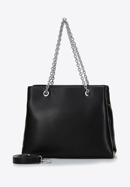 Faux leather quilted shopper bag with chain shoulder strap I WITTCHEN, black-silver, 97-4Y-608-3, Photo 2