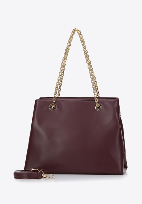 Faux leather quilted shopper bag with chain shoulder strap I WITTCHEN, plum, 97-4Y-608-3, Photo 2