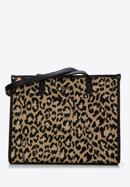 Shopper bag with patterned front, black-brown, 97-4Y-506-1X, Photo 1